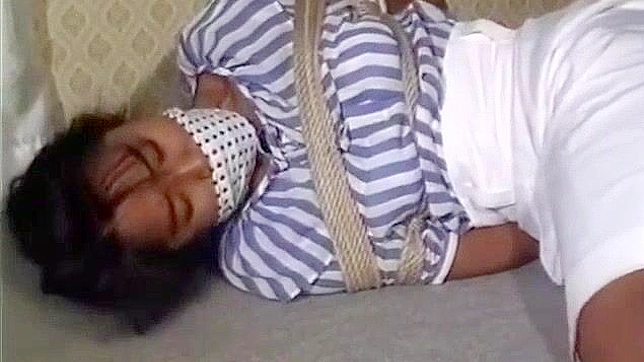 BDSM Japanese Secretary Tied Up, Bound with Bandage, Submissive Blowjob