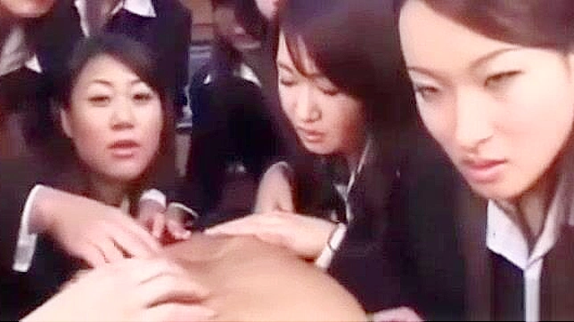 Office Japanese Babes Squirt & Get Fucked by Their Boss
