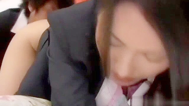 Hot Japanese Office Chick Fingers Squirt & Takes Facial Load