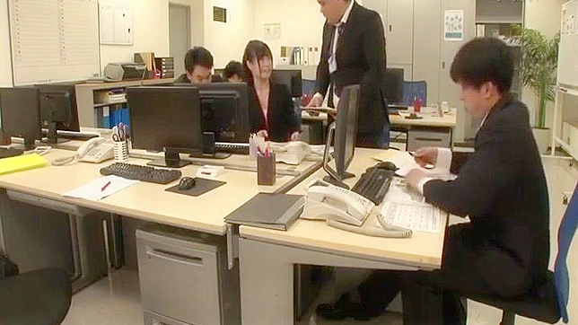 Office Japanese Babe With Hot Titties Takes Cocks In Her Mouth And Pussy