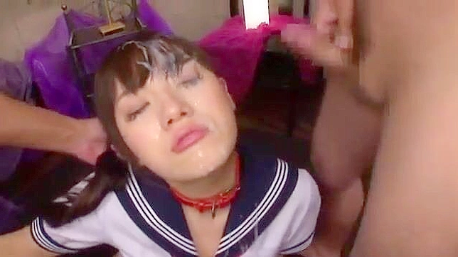 Sultry Japanese Beauty Takes Bukkake, Ends in Explosive Orgasm