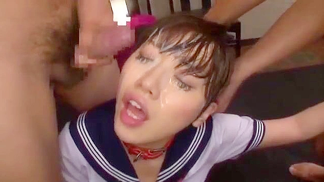 Sultry Japanese Beauty Takes Bukkake, Ends in Explosive Orgasm