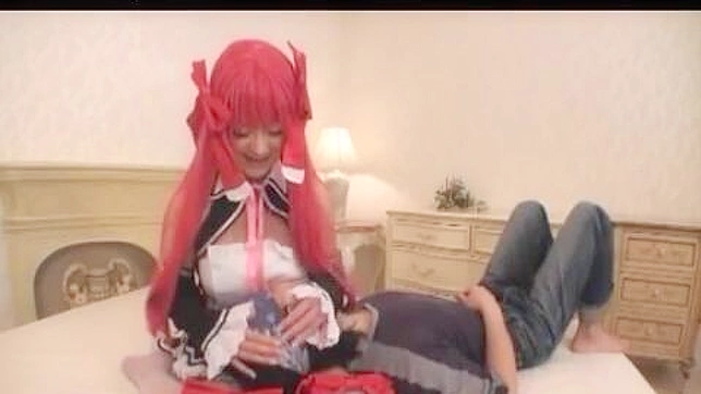 Nurse Cosplayer Feeds Milk While Handjobbing Her DDLG Fan