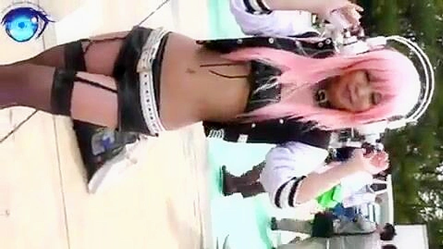 Topless Slut in Kinky Cosplay Takes BDSM Toyz Hard