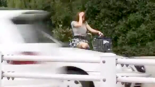 Sexy Japanese Biker Hits Climax with Pussy-Vibe Ride