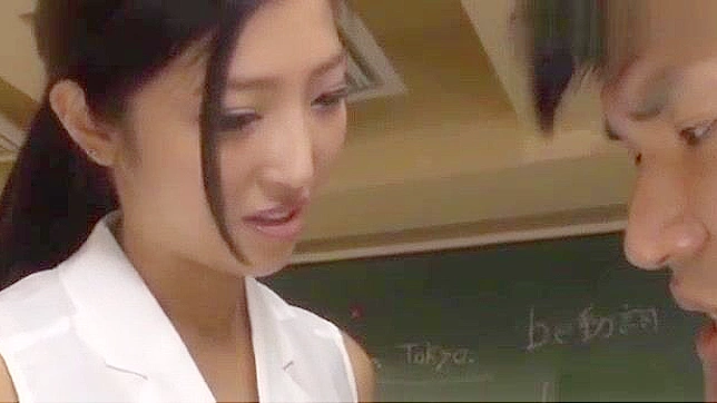 Sexy Japanese Teacher Gives Sizzling Handjob To Obedient Student