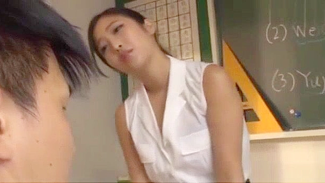 Sexy Japanese Teacher Gives Sizzling Handjob To Obedient Student
