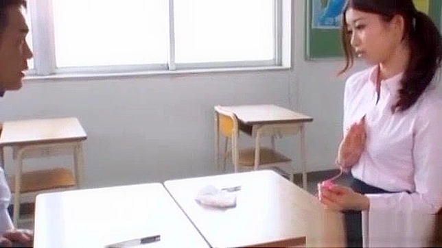 Alluring Japanese Teacher Rides Dildo & Big Hard Cock Frenziedly