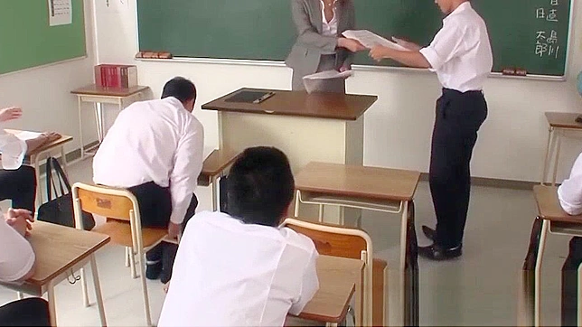 Japanese Teacher Gives Blowjob, Takes Cum from Student's Cock