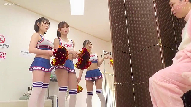 Hot Japanese Cheerleader Squirts and Fucks Football Star in Lockers
