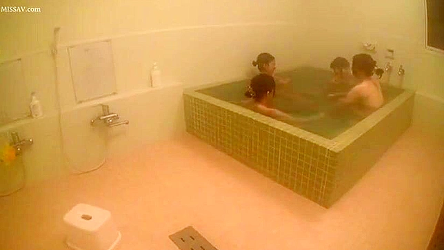 Exposed in Public Shower - Naked Japanese Beauty Voyeur Action