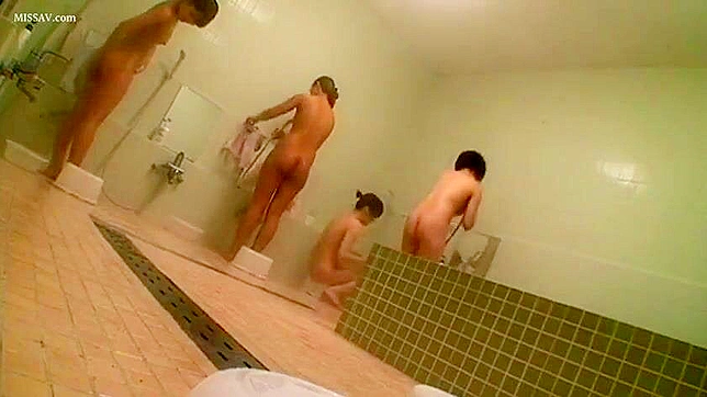 Young, Nude Japanese Girls Get Wild & Steamy in Public Shower