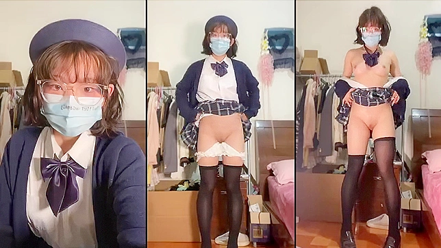 Seductive Glasses-Wearing Chinese Girl 18+ Masturbates and Squirts White Sauce