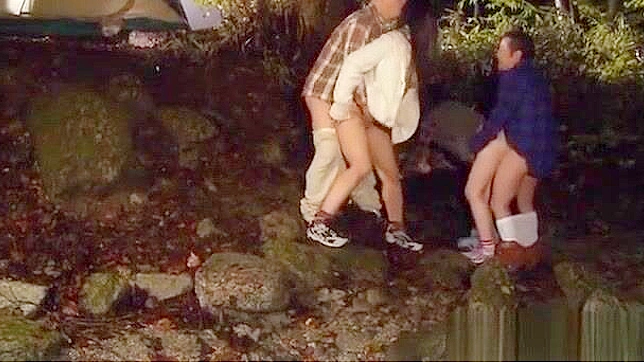 Hot Japanese milfs enjoy wild outdoor group sex with big dicks