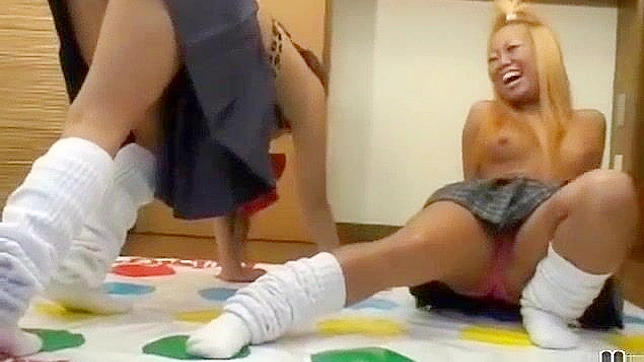 Sneaky Japanese Teens 18+  Play Twister Stripped Down Dirty Fun