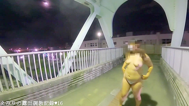 Sexy JAV Idol Emiri Struts Nude Across Bridge For Public Fuck Fest