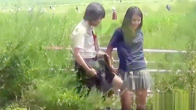 JAV Teens 18+  Enjoying Golden Showers Outdoors In A Rustic Scene