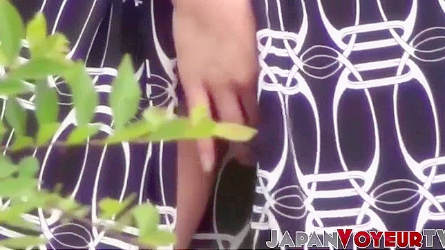 Short-Haired Japanese Star Fingers Herself Wildly Outdoors
