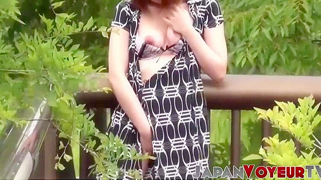 Short-Haired Japanese Star Fingers Herself Wildly Outdoors