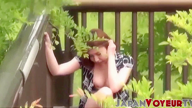 Short-Haired Japanese Star Fingers Herself Wildly Outdoors