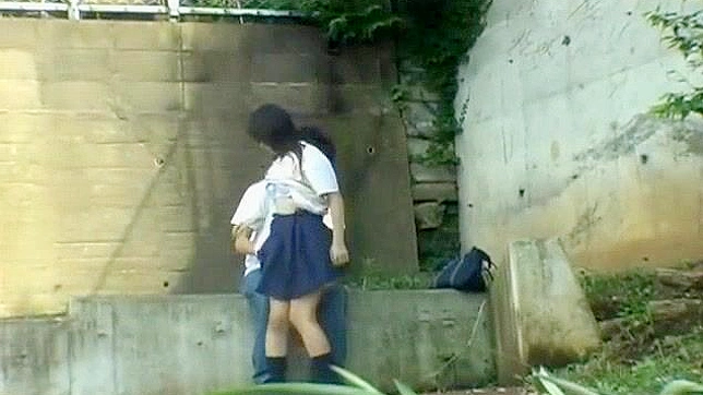 Asian Cutie Takes It Outdoors On The Concrete Stairs