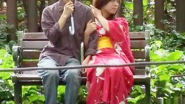 Asian Babe in Kimono Enjoys Steamy Outdoor Sex Play