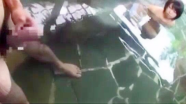 Seductive Japanese Babe Frolics Nude in Public Hot Spring