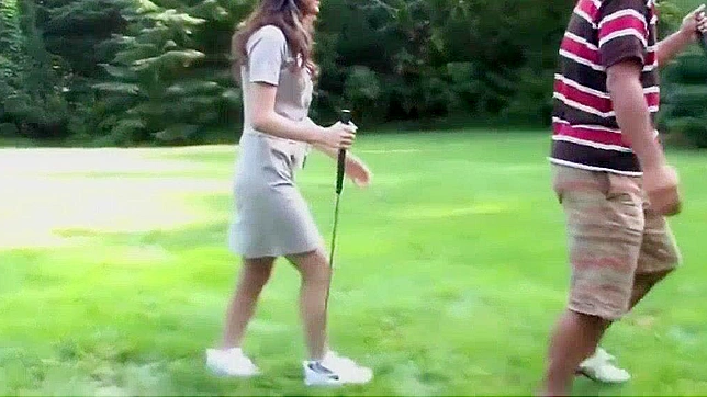 Eager JAV Brunette Gives Blowjob On Golf Course With Big Dicks