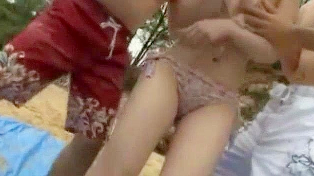 Hot JAV Scene! Mio & Mai Seduce Each Other Outdoors Passionately