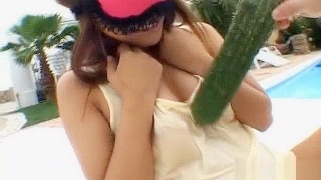 Naughty JAV Student Izumi Plays with Veggies Solo Onscreen