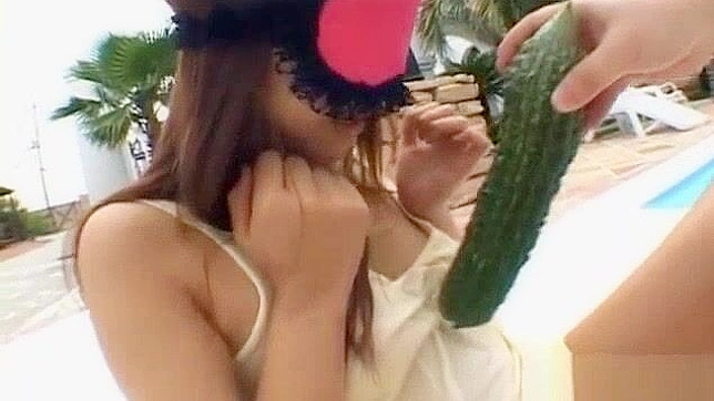 Naughty JAV Student Izumi Plays with Veggies Solo Onscreen