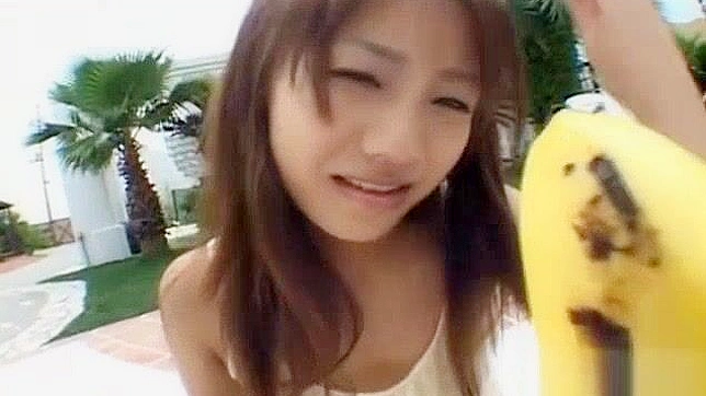 Naughty JAV Student Izumi Plays with Veggies Solo Onscreen