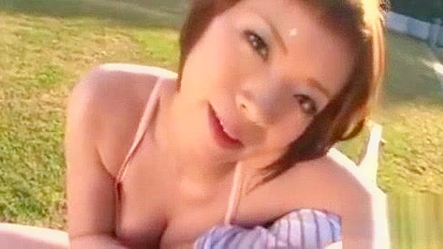 Hot JAP MILF Takes Big White Cock in Public Threesome
