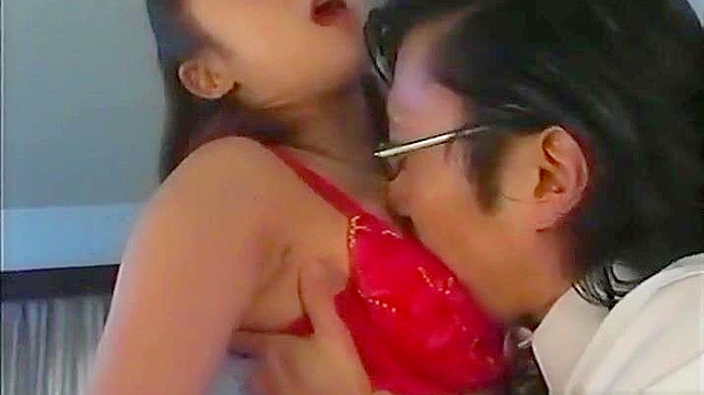 Hot Japanese Star in Red Lingerie Gets Roughly Fucked!