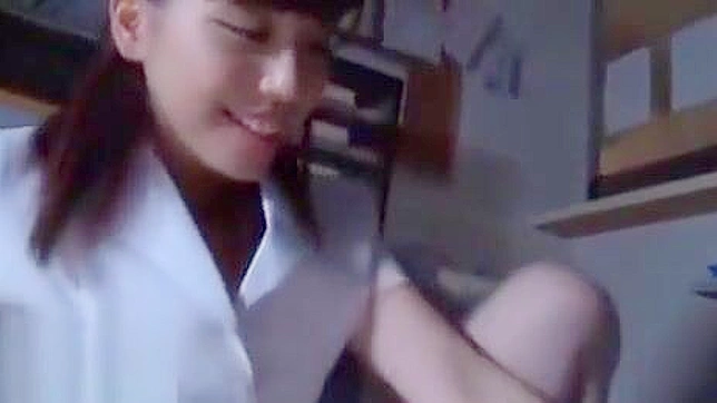 Sultry Japanese Nurse Tempts In Tight White Pantyhose