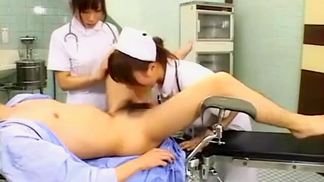 Submissive Men Pleasure Japanese Nurse Mistresses in Hospital Beds