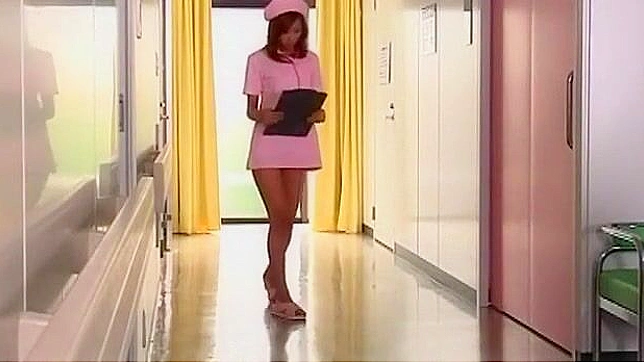 Hot Japanese Nurse in Black Stockings Enjoys Steamy Interracial Threesome