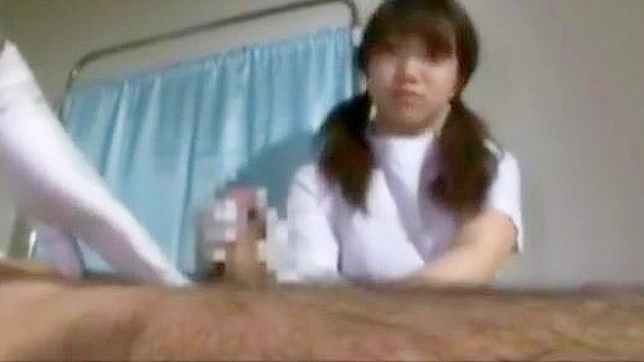Seductive Japanese Nurse Gives naughty Handjob & teasing CFNM Showdown