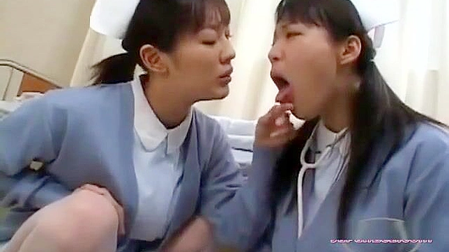 Seductive Nurses Share Deep Kisses then Spit Playfully On Floor