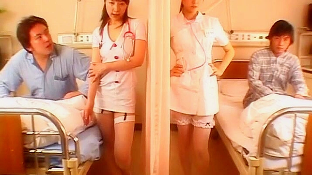 Naughty Japanese Nurses Join Forces For Steamy Four-Way Encounter