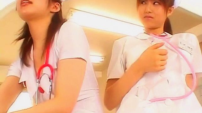 Naughty Japanese Nurses Join Forces For Steamy Four-Way Encounter