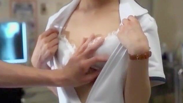 Seductive Japanese Nurse Strips Down in Class Revealing Lush Tits