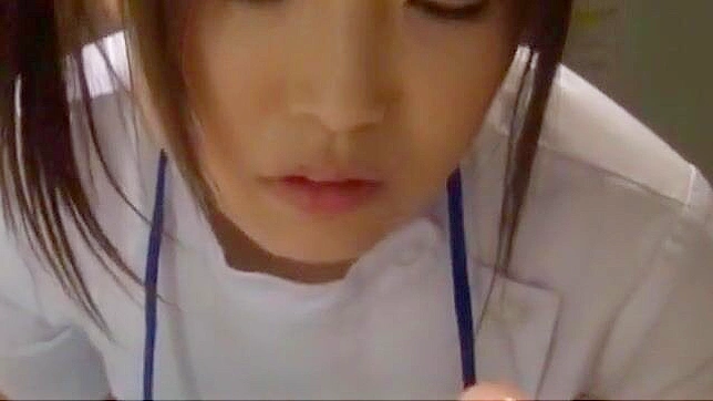 Seductive Japanese Nurse Masturbating While Devouring Cock