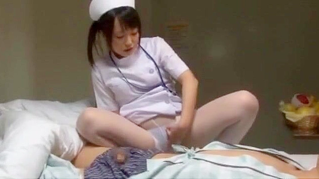 Seductive Japanese Nurse Masturbating While Devouring Cock
