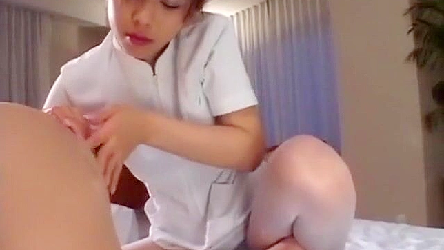 Seductive Japanese Nurse Jun Tempts with Sultry Handjob Orgasm