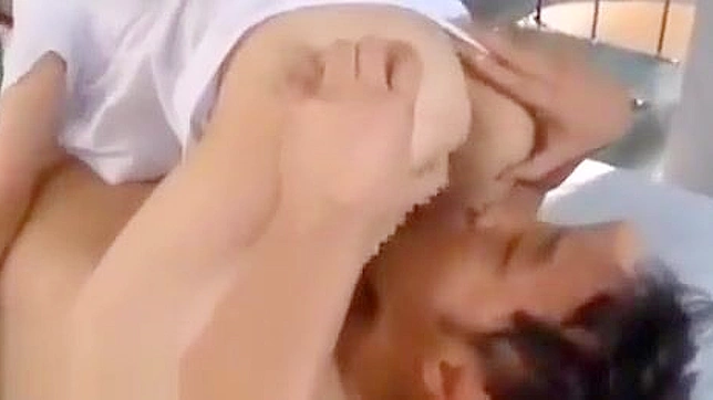 Busty Nurse in Pantyhose Tempts Two Men for Steamy Threesome Fun
