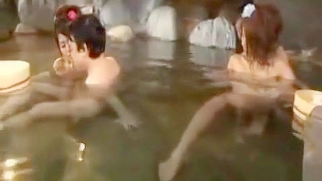Outdoor Japanese Swingers Enjoy Steamy Foreplay by the Bathing Pool