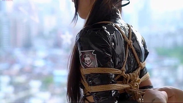 Seductive Femme Fatale Entices with Black Guardian Passion