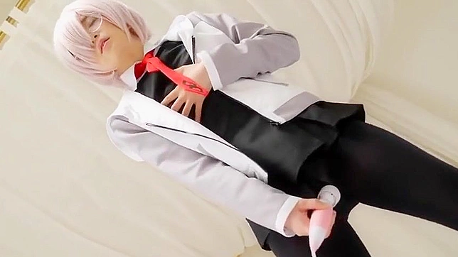 Seductive Japanese Cosplay Babe Teases in Tight pantyhose