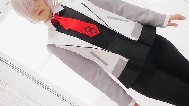 Seductive Japanese Cosplay Babe Teases in Tight pantyhose